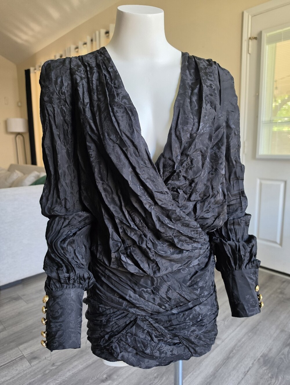 ✨️$80⚡️ BALMAIN x H&M 100% Silk Mini Dress Size 4 Black NWT, Open Back